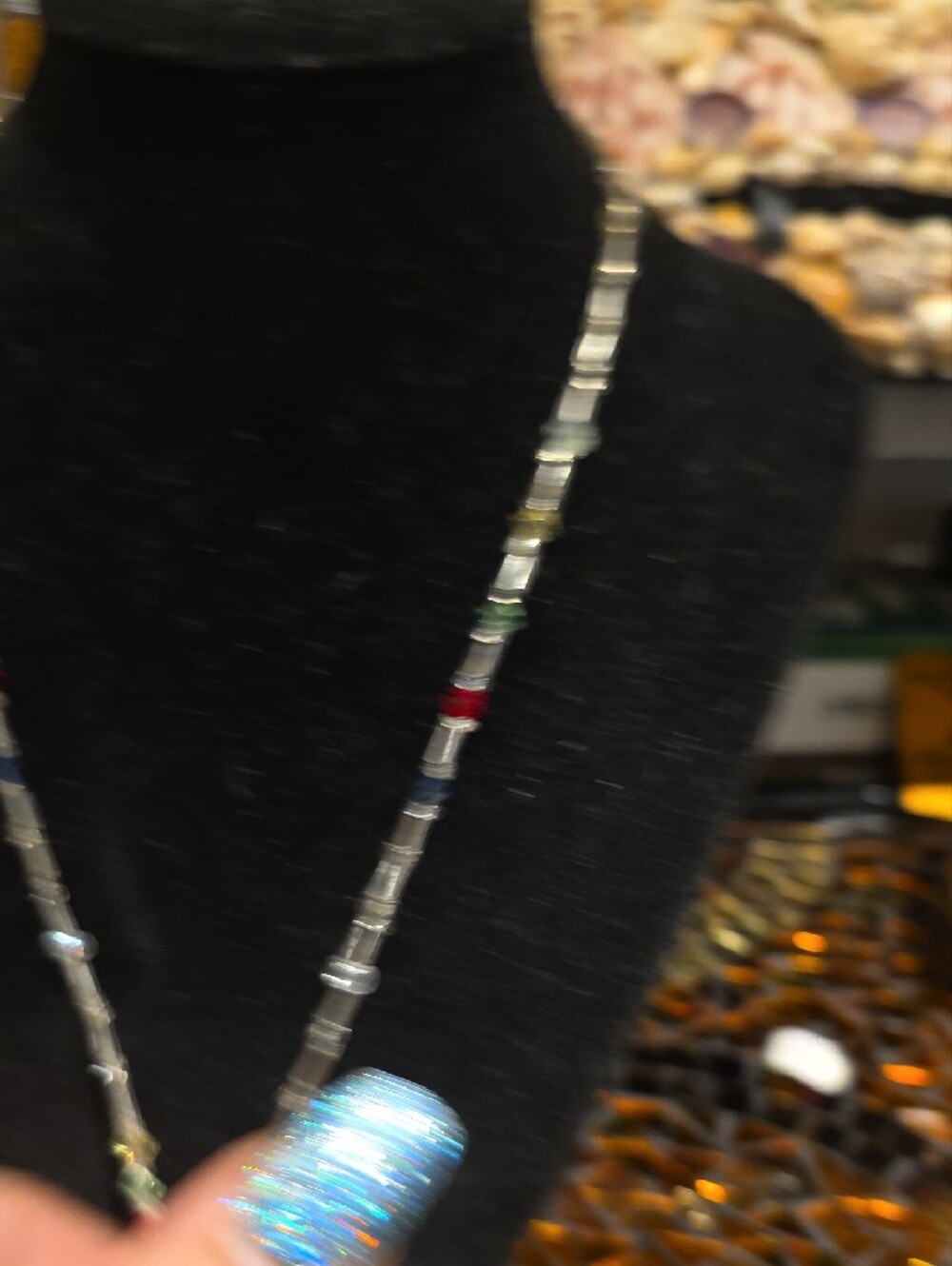 Vintage Multicolor Crystal Puzzle Pendant Necklace - Picture 5 of 6